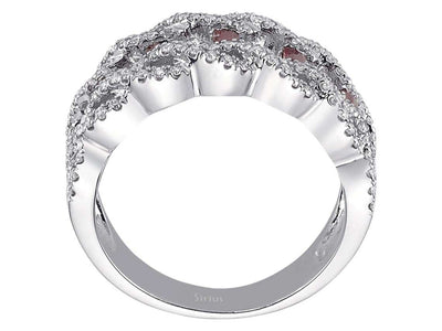 Diamond and baguette-cut ruby ring