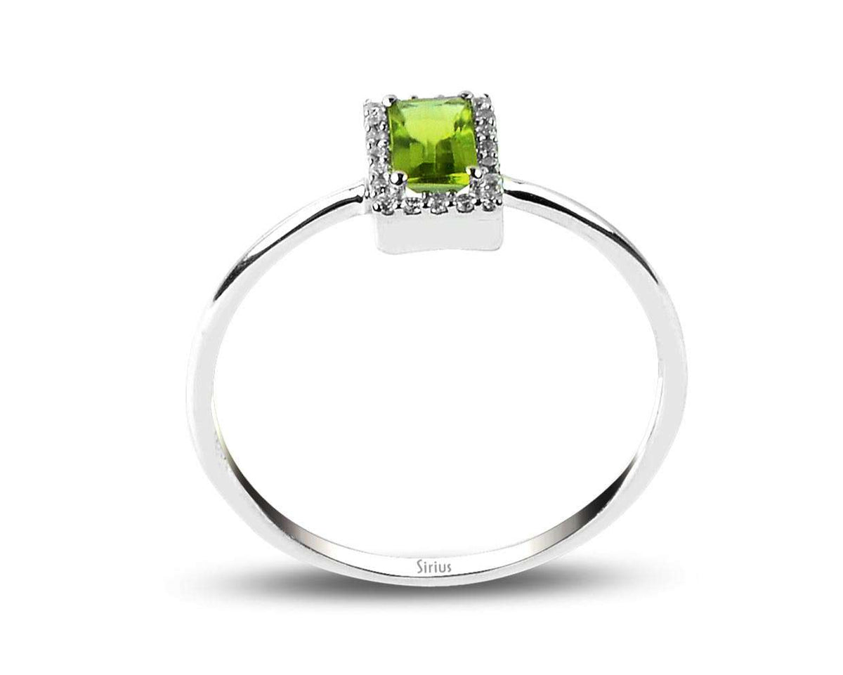Diamant und Baguette Schliff Peridot Ring – handgefertigter Diamantschmuck aus Feingold | Sirius Diamant