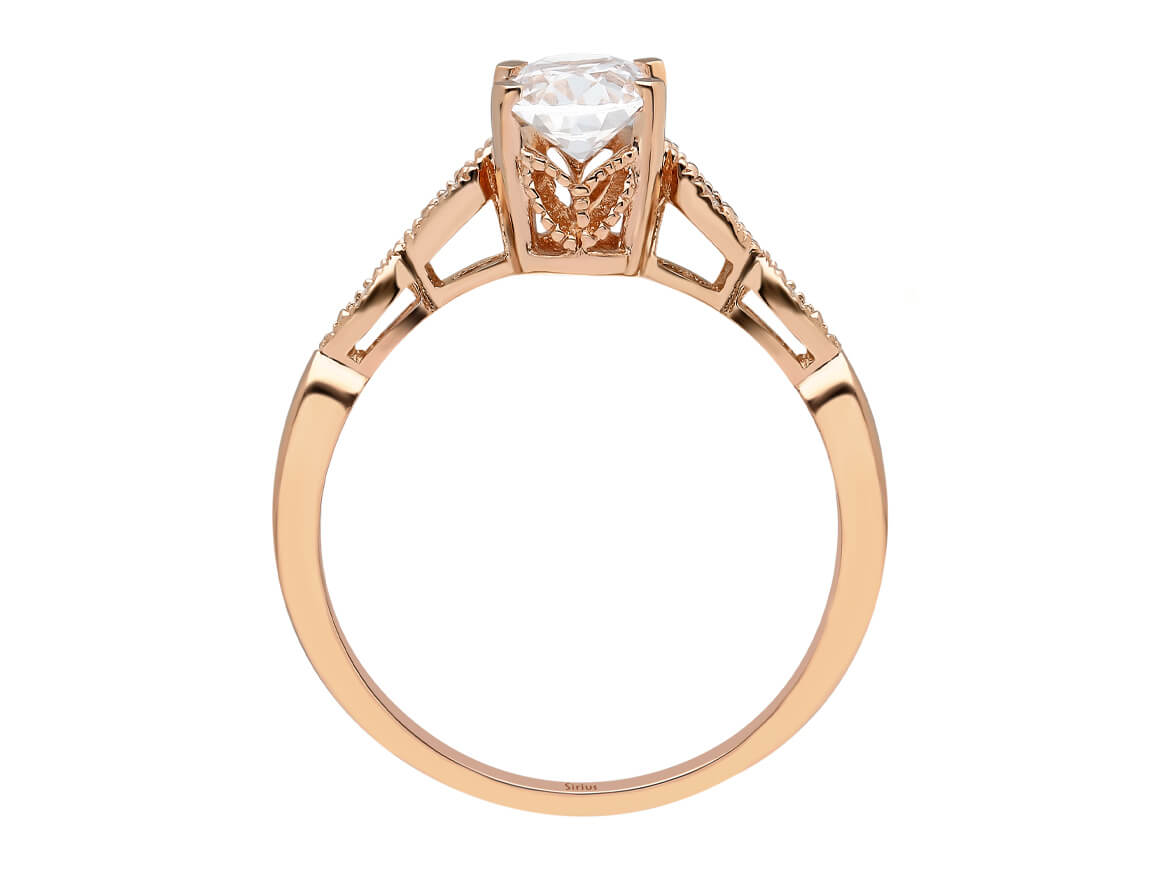 Diamond and Oval White Sapphire Diana Ring