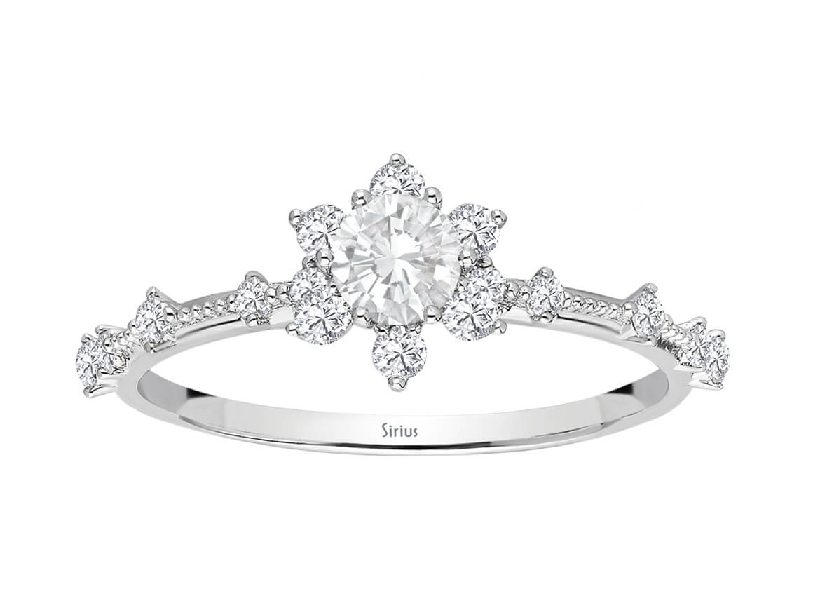 Diamant und Weißer Saphir Elurra Ring in 585er 14K Weißgold - handgefertigter Diamantschmuck aus Feingold | Sirius Diamant