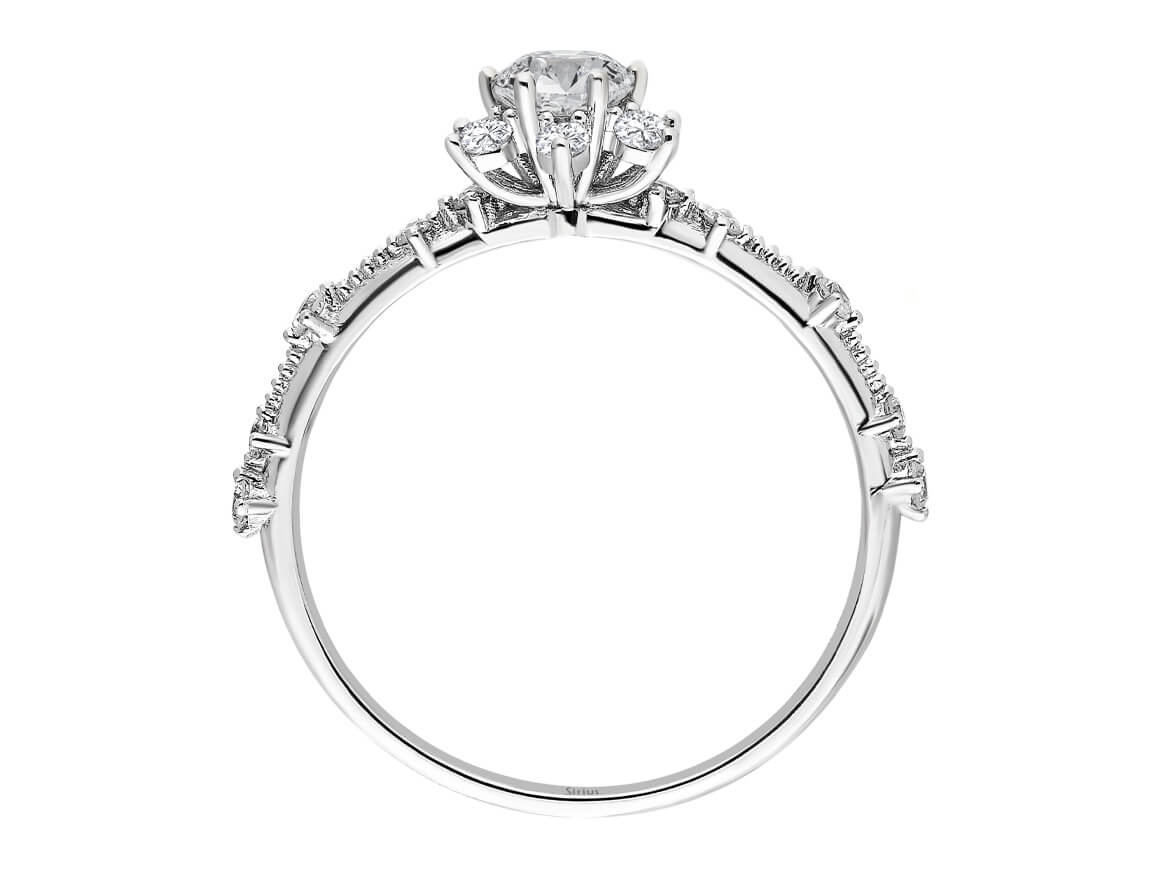 Diamant und Weißer Saphir Elurra Ring in 585er 14K Weißgold - handgefertigter Diamantschmuck aus Feingold | Sirius Diamant