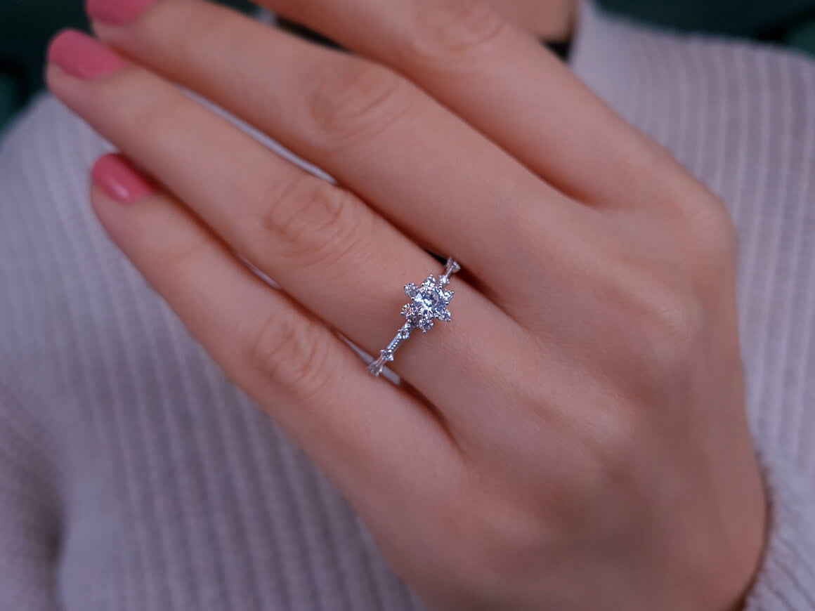 Diamond and white sapphire Elurra ring in 14K white gold