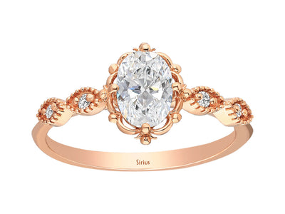 Diamond and Oval White Sapphire Henna Ring