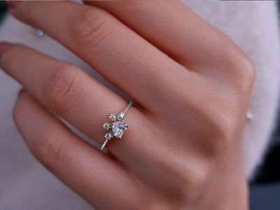 Diamond and White Sapphire Cat Paw Ring