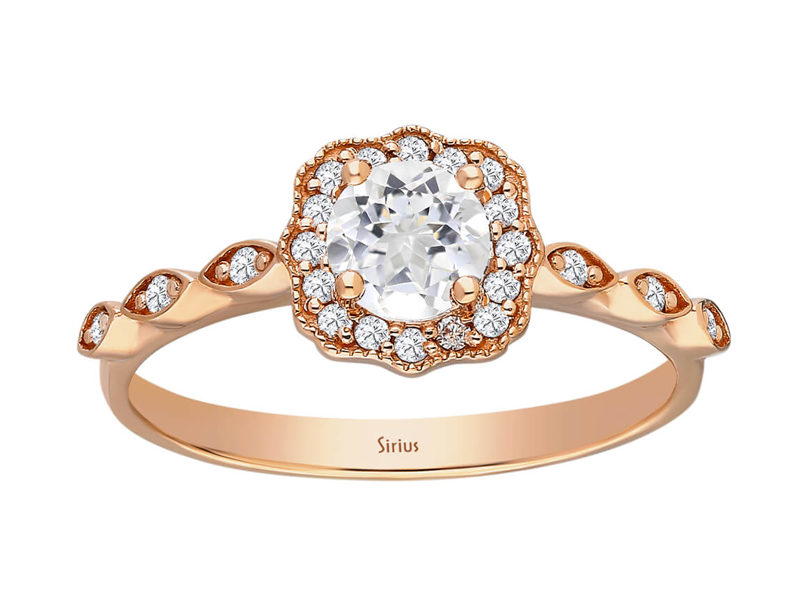 Diamant und Weißer Saphir Romagna Ring - handgefertigter Diamantschmuck aus Feingold | Sirius Diamant