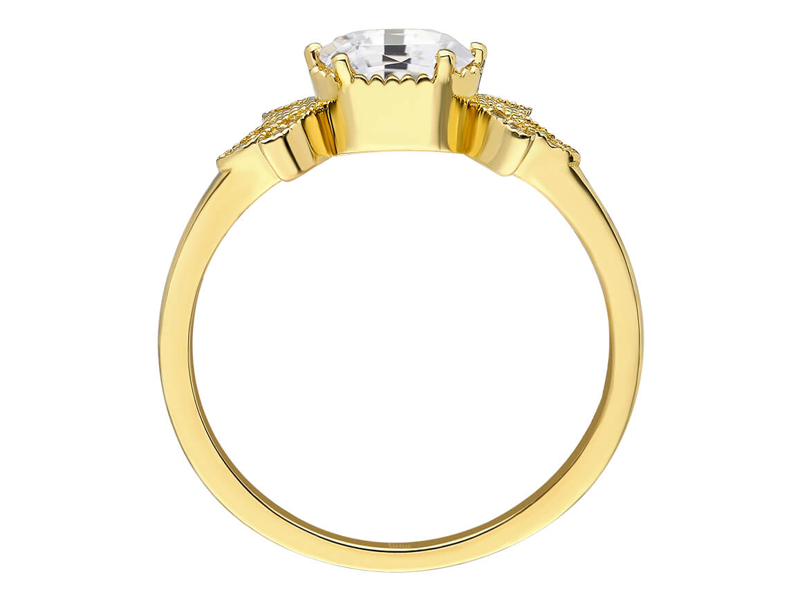 Diamant und Oval Weißer Saphir Sitrus Ring - handgefertigter Diamantschmuck aus Feingold | Sirius Diamant