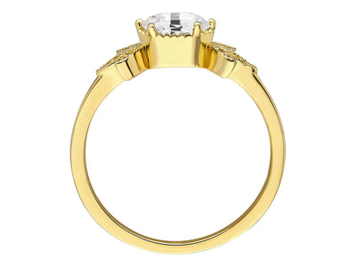 Diamond and Oval White Sapphire Sitrus Ring