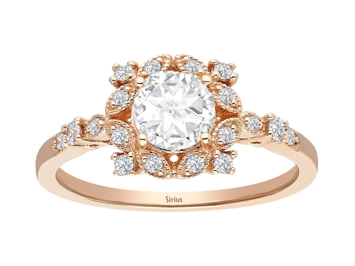 Diamant und Weißer Saphir Zekhara Ring - handgefertigter Diamantschmuck aus Feingold | Sirius Diamant