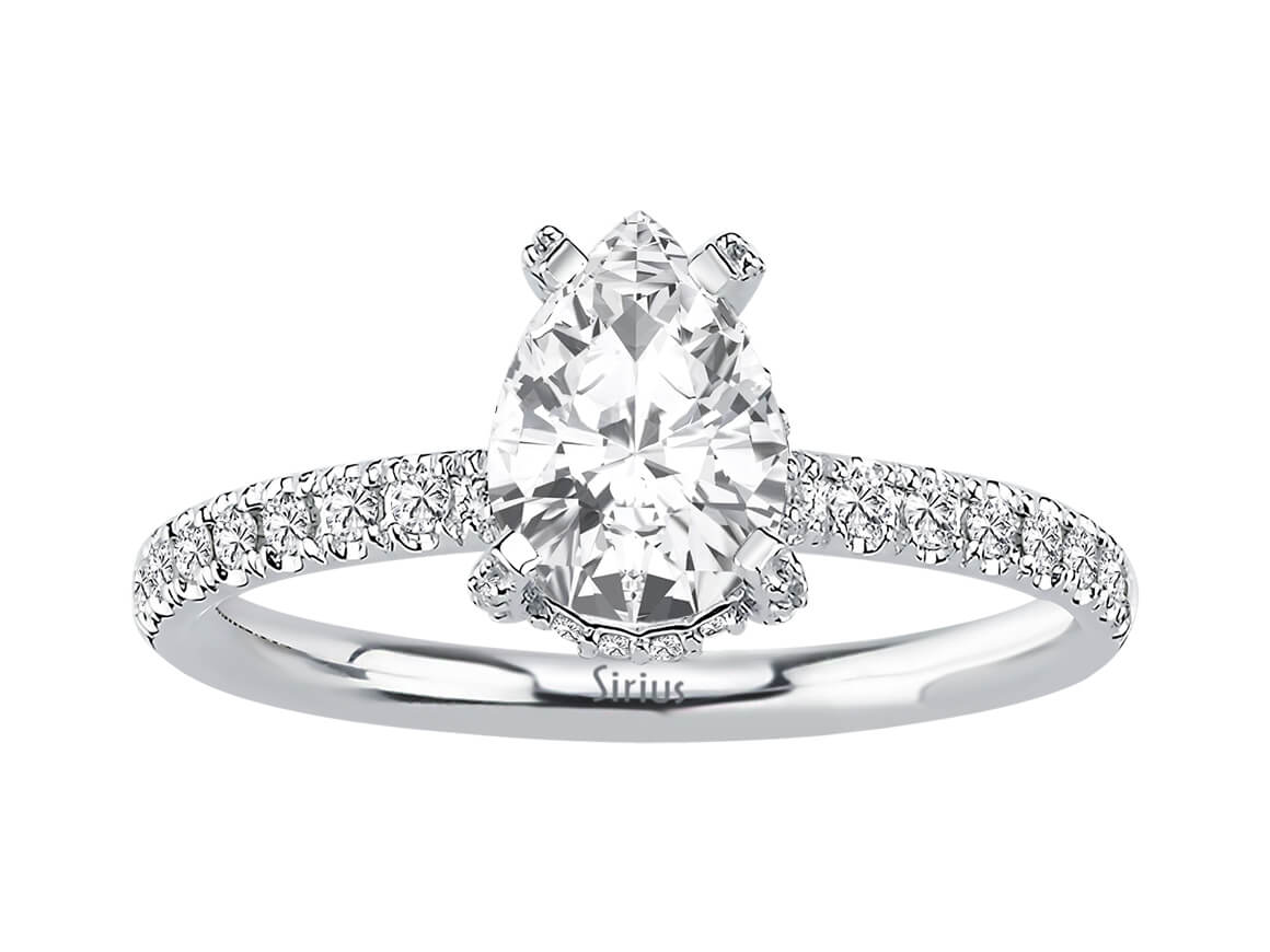 Diamant und Tropfen Weißer Saphir Venus Gala Ring - handgefertigter Diamantschmuck aus Feingold | Sirius Diamant