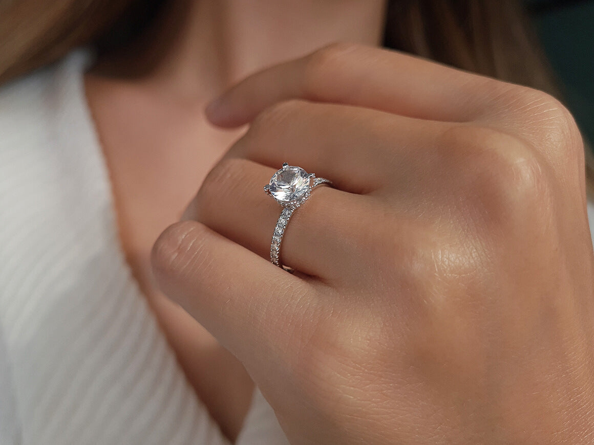 Diamond and White Sapphire Venus Pink Ring
