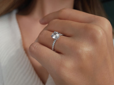 Diamond and White Sapphire Venus Pink Ring