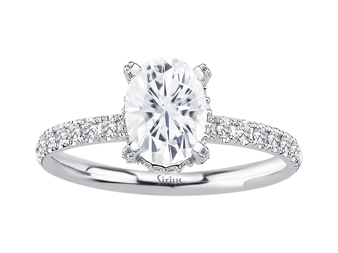 Diamant und Oval Weißer Saphir Venus Tulipa Ring - handgefertigter Diamantschmuck aus Feingold | Sirius Diamant
