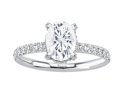 Diamond and Oval White Sapphire Venus Tulipa Ring