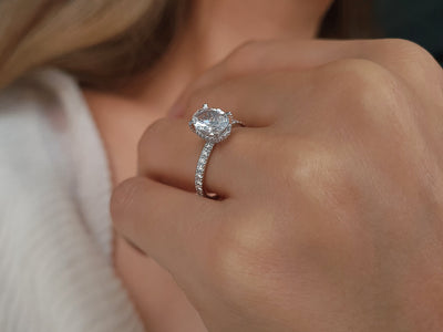 Diamond and Oval White Sapphire Venus Tulipa Ring