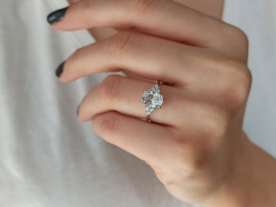 Diamond and White Topaz Glasera Ring