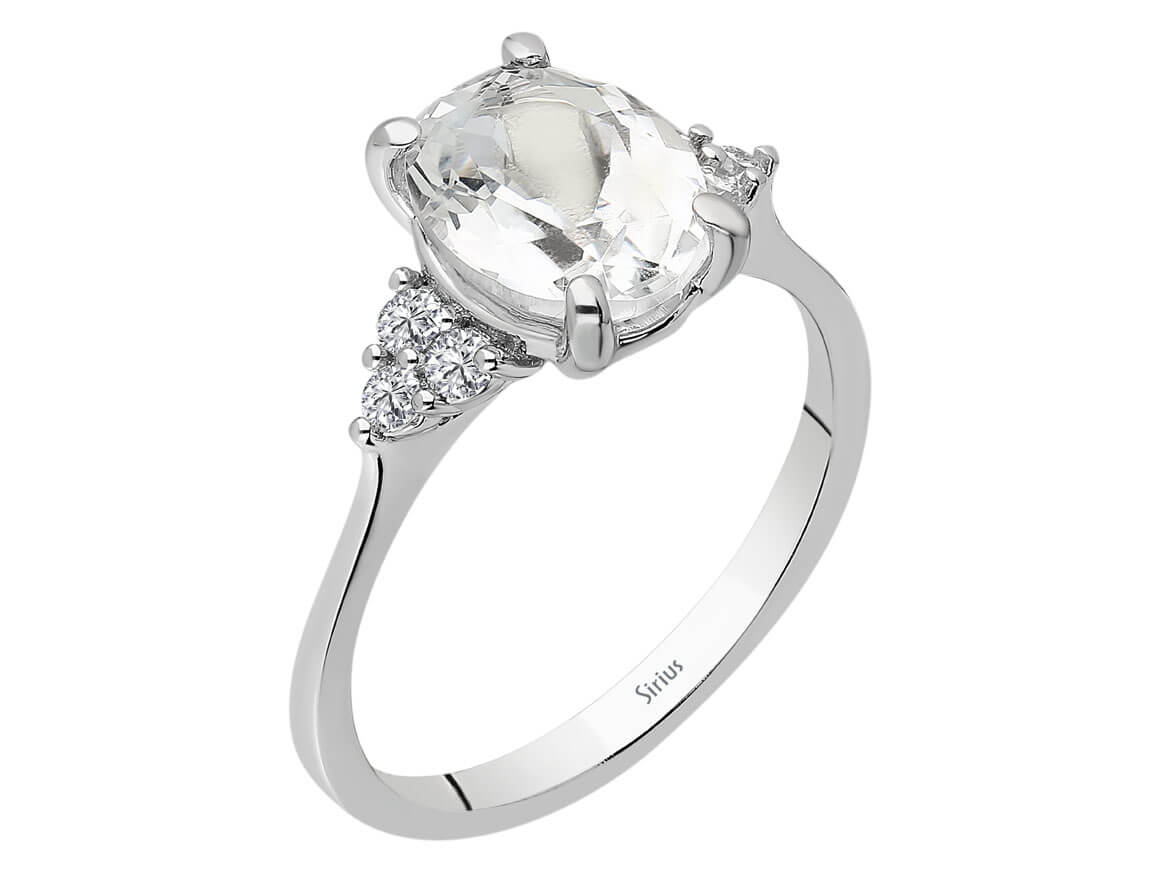 Diamant und Weißer Topas Glasera Ring - handgefertigter Diamantschmuck aus Feingold | Sirius Diamant
