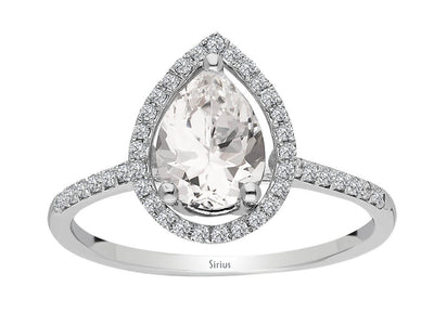 Diamond and white topaz waterdrop ring