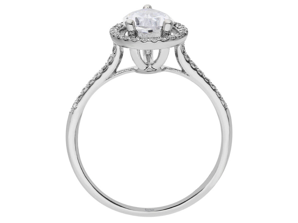 Diamant- und Weißtopas-Ring mit Wassertropfenform - handgefertigter Diamantschmuck aus Feingold | Sirius Diamant