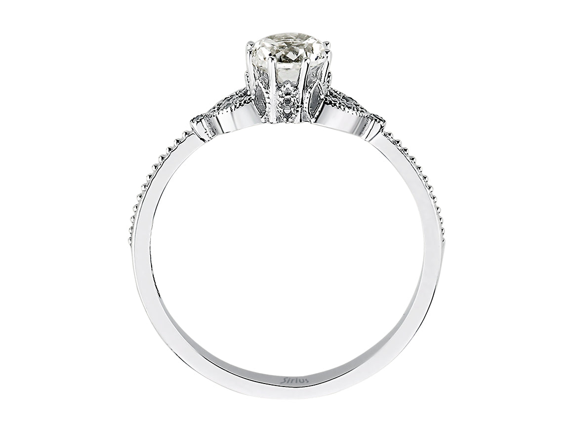 Diamond ring with white topaz in white gold