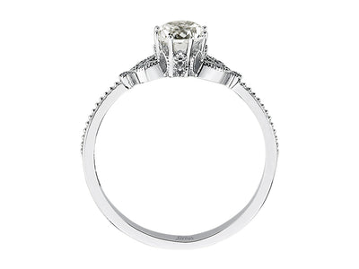 Diamond ring with white topaz in white gold