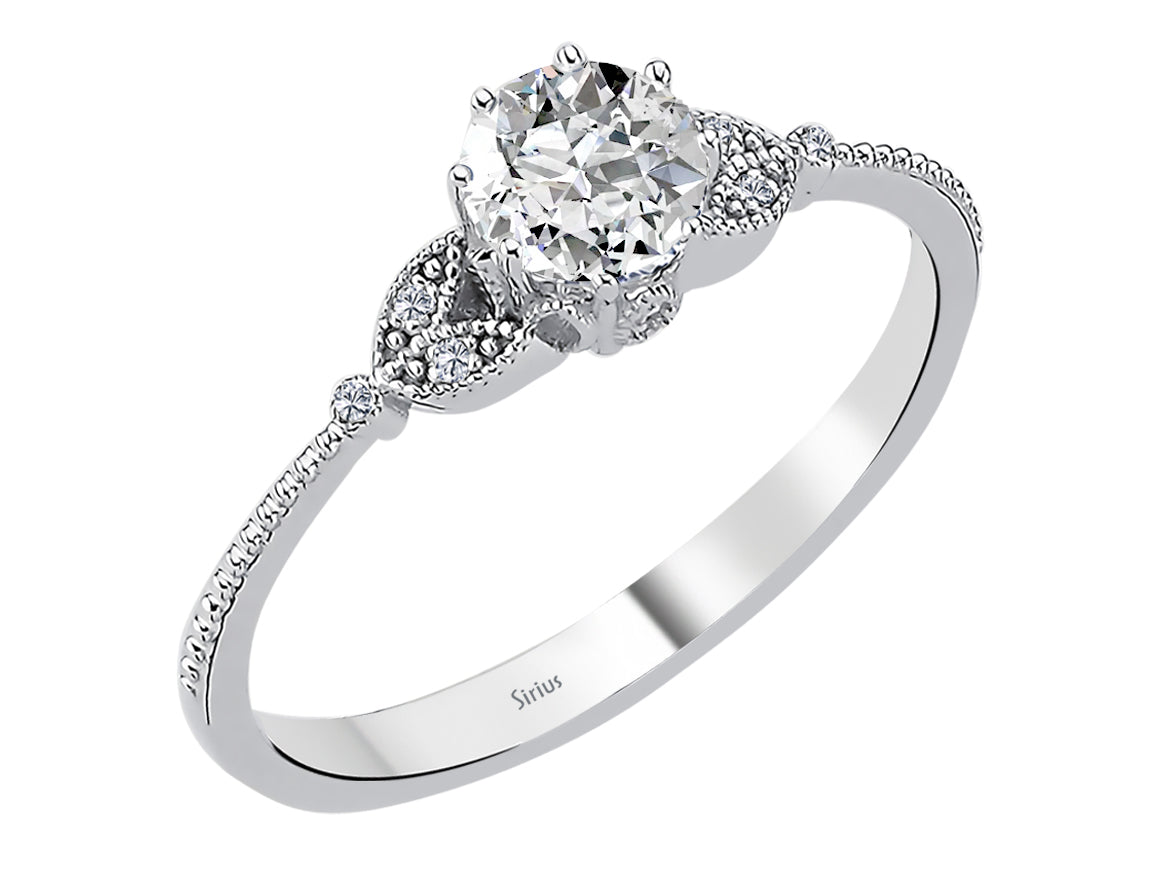 Diamond ring with white topaz in white gold