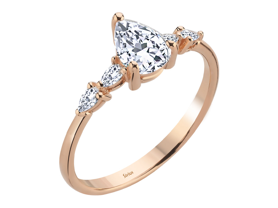 Ring mit Diamanten und weißen Topasen - handgefertigter Diamantschmuck aus Feingold | Sirius Diamant