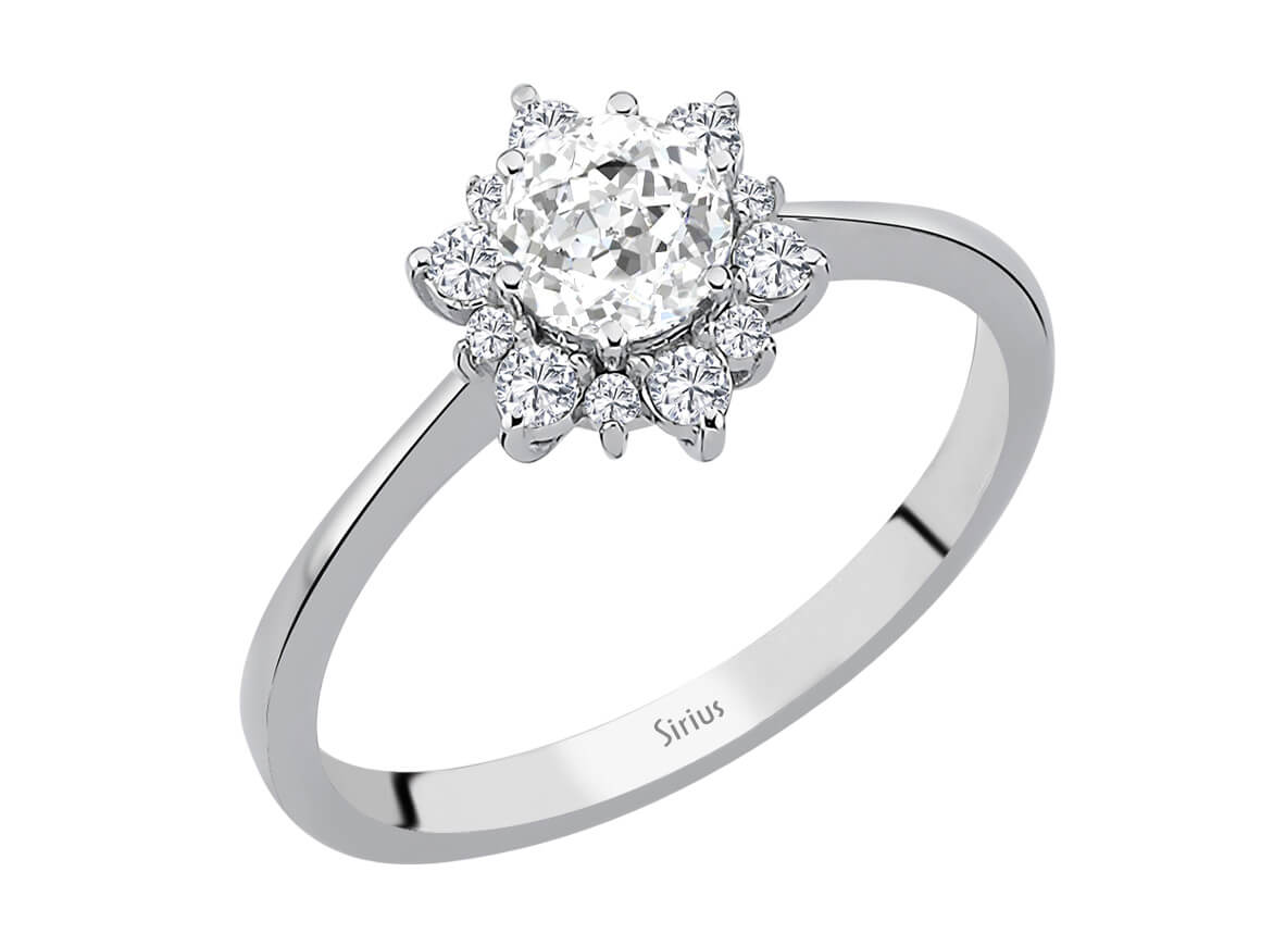 Dellara Ring mit Diamanten und weißem Topas - handgefertigter Diamantschmuck aus Feingold | Sirius Diamant