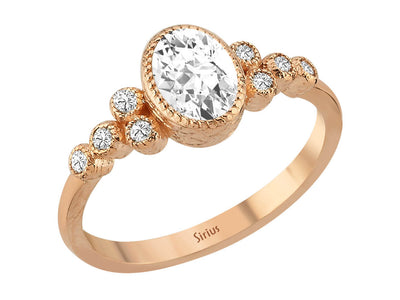 Dora ring with diamonds and oval white topaz