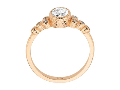 Dora ring with diamonds and oval white topaz