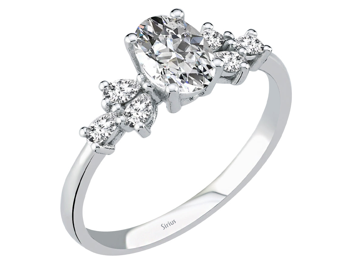 Diamant und weißer Topas Ring - handgefertigter Diamantschmuck aus Feingold | Sirius Diamant