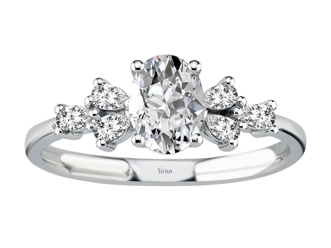 Diamant und weißer Topas Ring - handgefertigter Diamantschmuck aus Feingold | Sirius Diamant