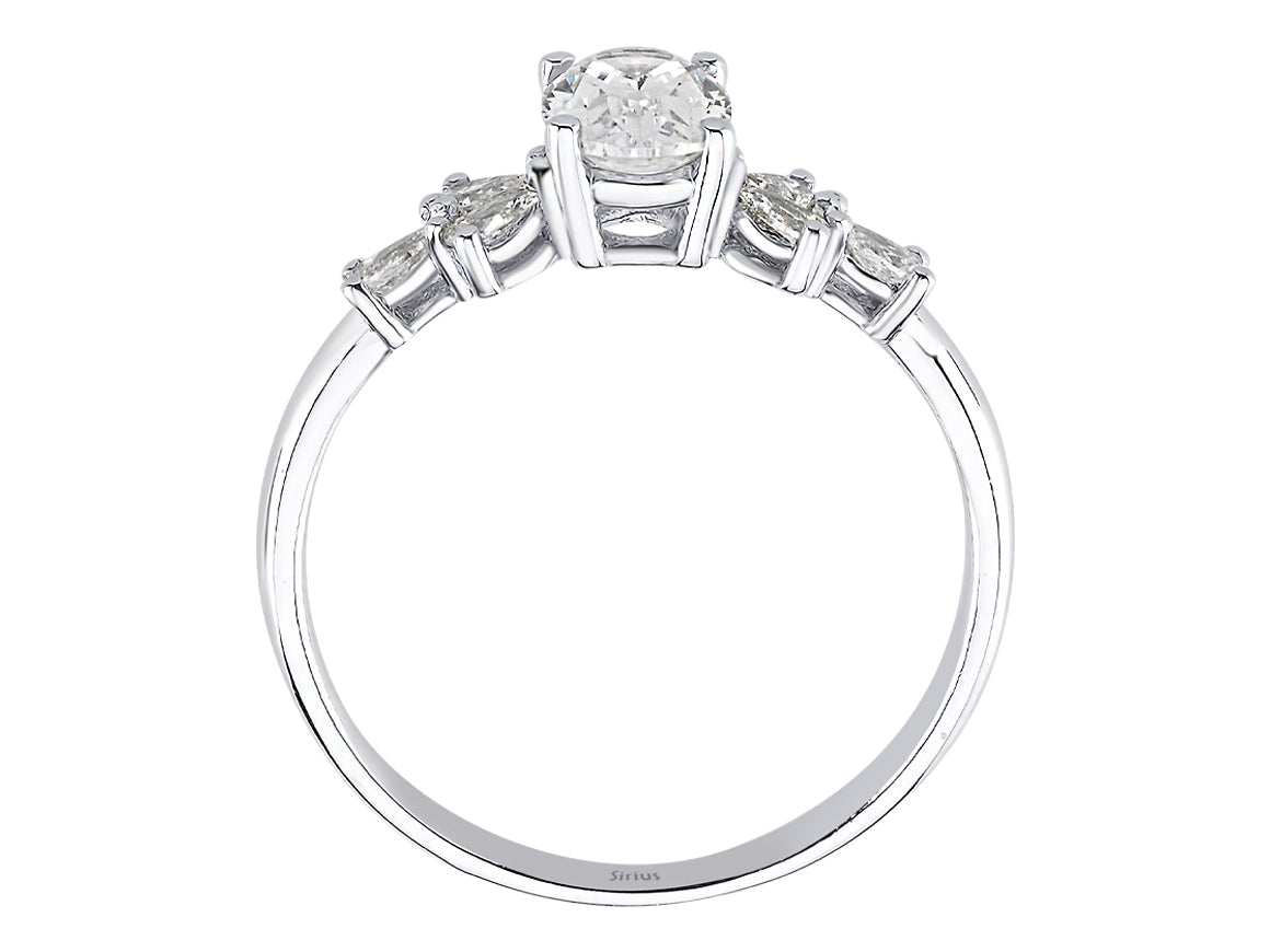 Diamant und weißer Topas Ring - handgefertigter Diamantschmuck aus Feingold | Sirius Diamant