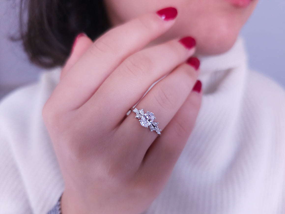 Diamond and white topaz Light Wings ring