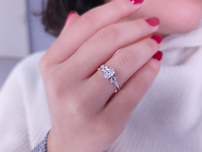 Diamond and white topaz Light Wings ring