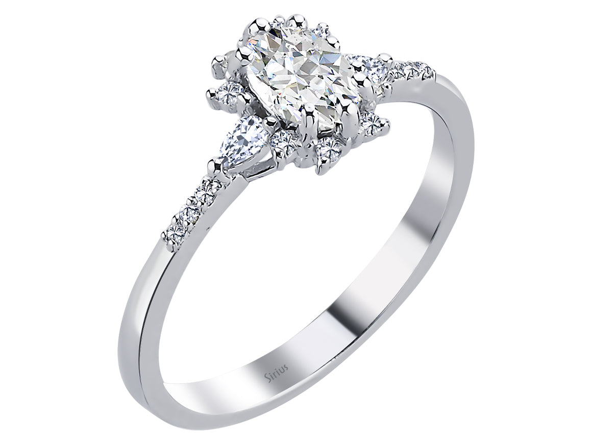 Ring mit Diamanten und weißen Topasen - handgefertigter Diamantschmuck aus Feingold | Sirius Diamant