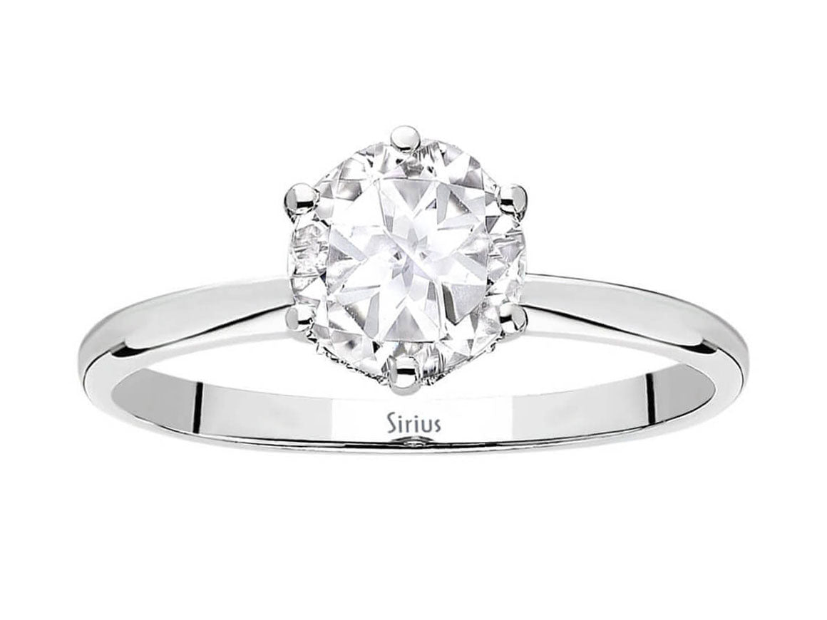 Diamant und Weißer Topas Nora Ring in 585er 14K Weißgold - handgefertigter Diamantschmuck aus Feingold | Sirius Diamant
