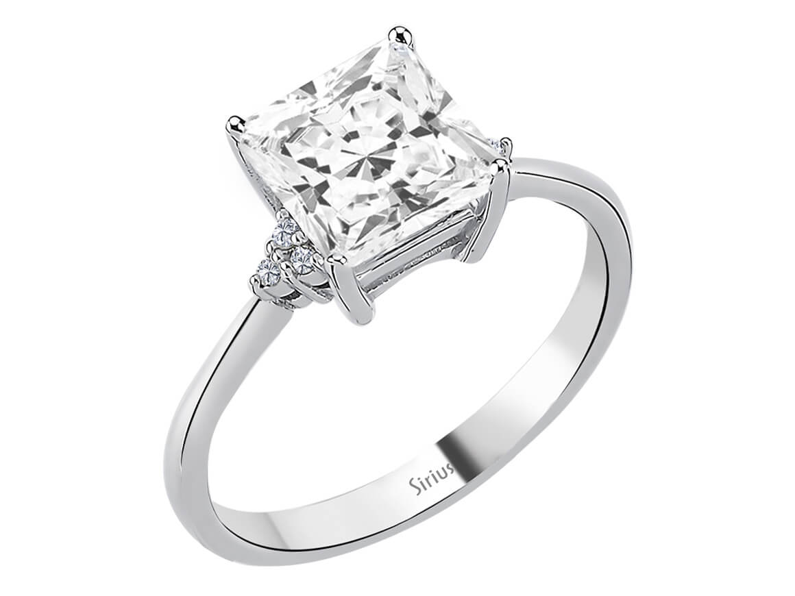 Ring with diamond and white topaz in white gold
