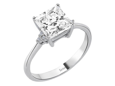 Ring with diamond and white topaz in white gold