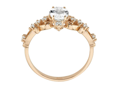 Regina ring with diamonds and white topaz stones