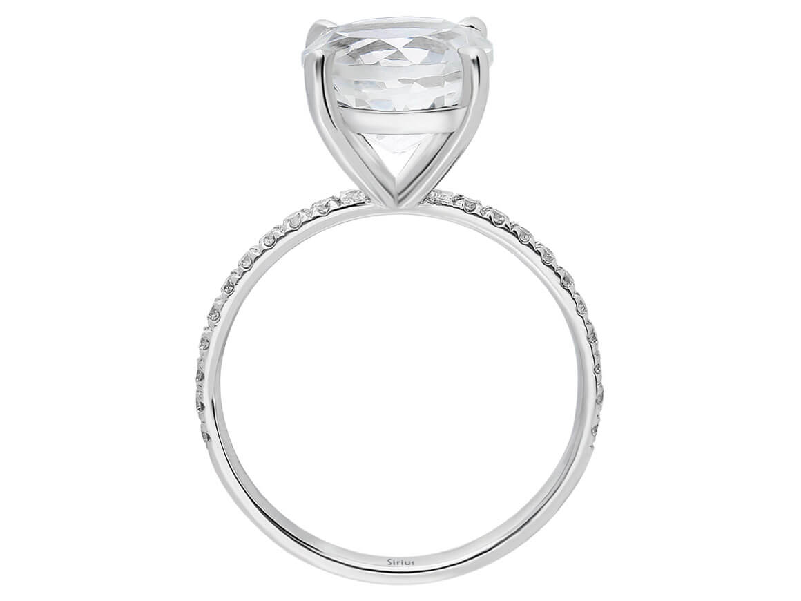 Diamant und Weißer Topas Ring in 14K Weißgold - handgefertigter Diamantschmuck aus Feingold | Sirius Diamant