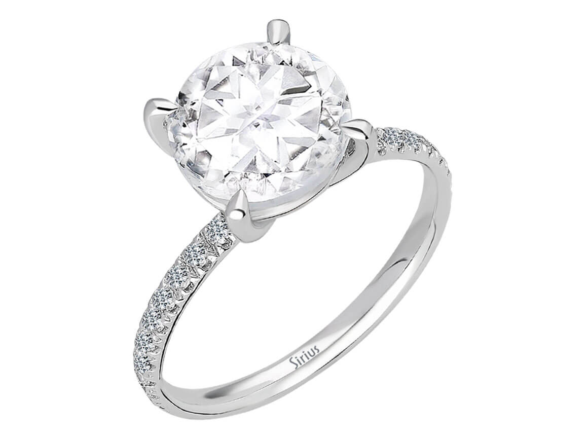 Diamant und Weißer Topas Ring in 14K Weißgold - handgefertigter Diamantschmuck aus Feingold | Sirius Diamant