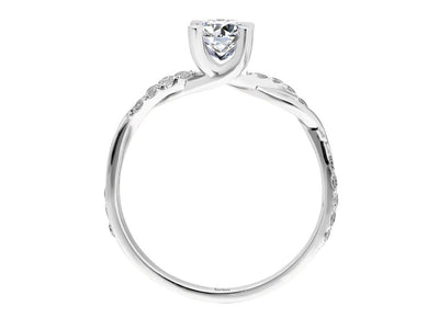Twisted Diamond and White Topaz Solitaire Ring in 14k White Gold
