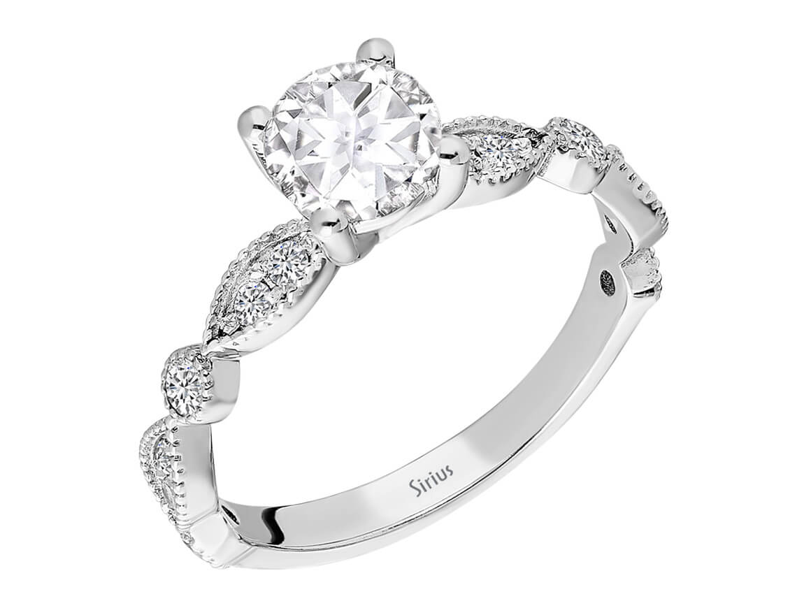 1,20 Carat Diamant und Weißer Topas Soltär Ring - handgefertigter Diamantschmuck aus Feingold | Sirius Diamant