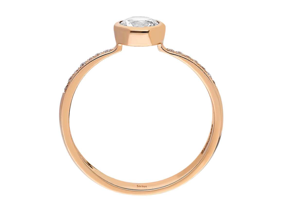 Insgesamt 0,55 Karat Diamant und weißer Topas Solitärring - handgefertigter Diamantschmuck aus Feingold | Sirius Diamant