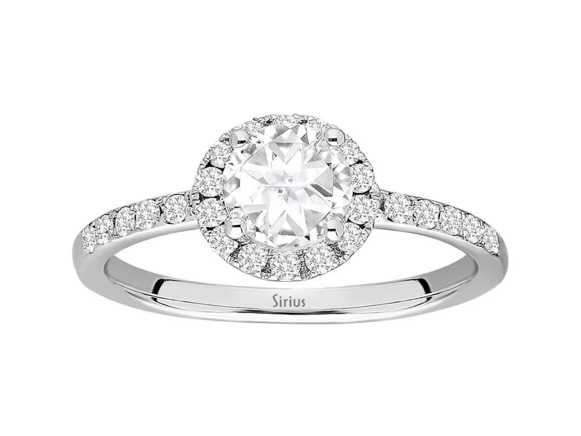 Insgesamt 1,20 Karat Diamant und weißer Topas Solitärring - handgefertigter Diamantschmuck aus Feingold | Sirius Diamant