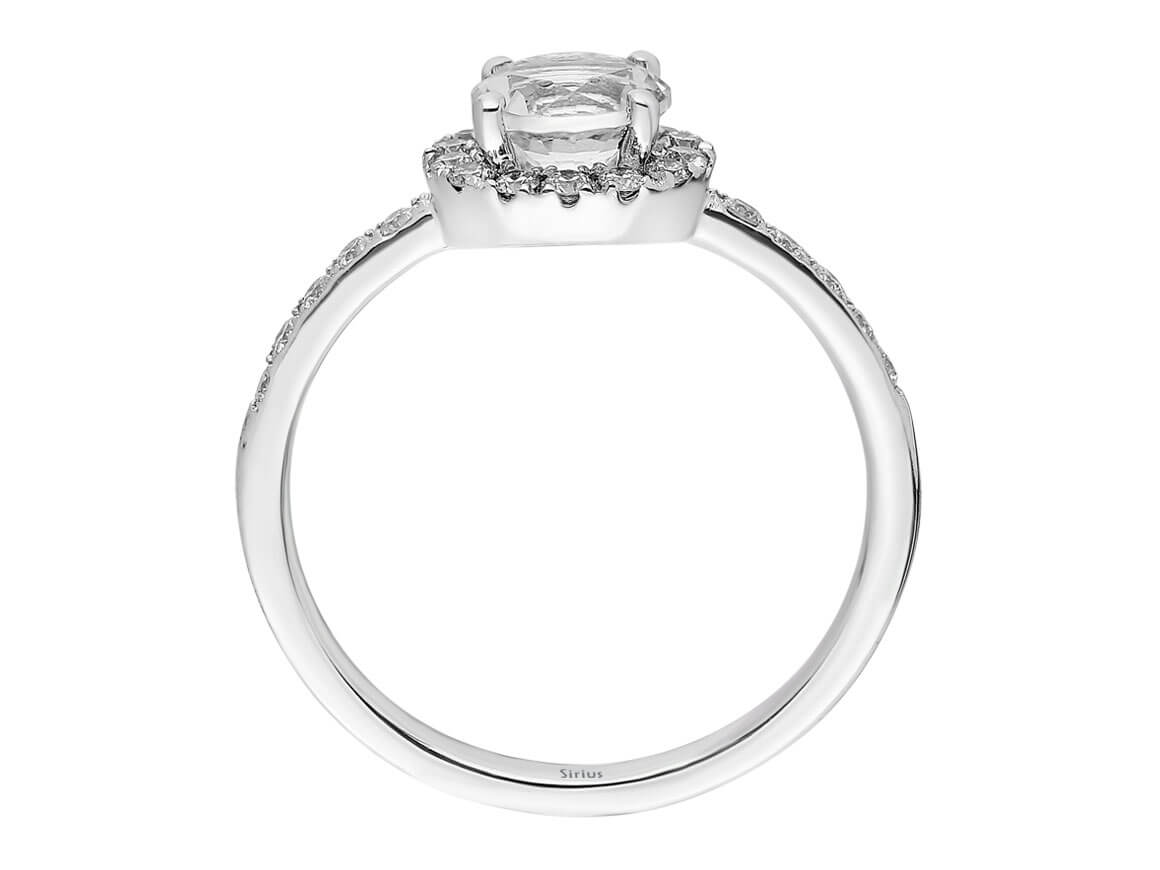 Bague solitaire en diamant et topaze blanche d'un total de 1,20 carat
