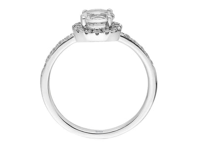 Total 1.20 carat diamond and white topaz solitaire ring