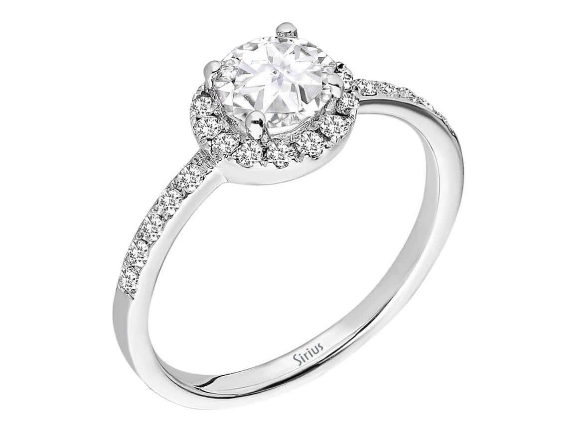 Insgesamt 1,20 Karat Diamant und weißer Topas Solitärring - handgefertigter Diamantschmuck aus Feingold | Sirius Diamant