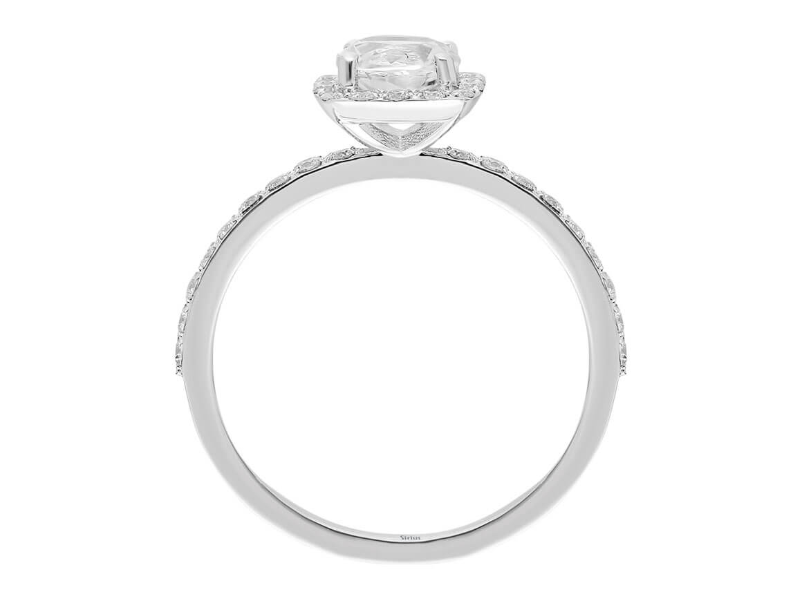 Diamond and White Topaz Solitaire Ring in 14K White Gold