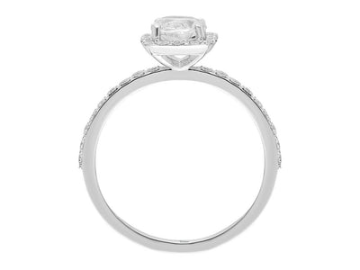 Diamond and White Topaz Solitaire Ring in 14K White Gold